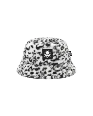 FUZZY SNOW LEOPARD BUCKET HAT