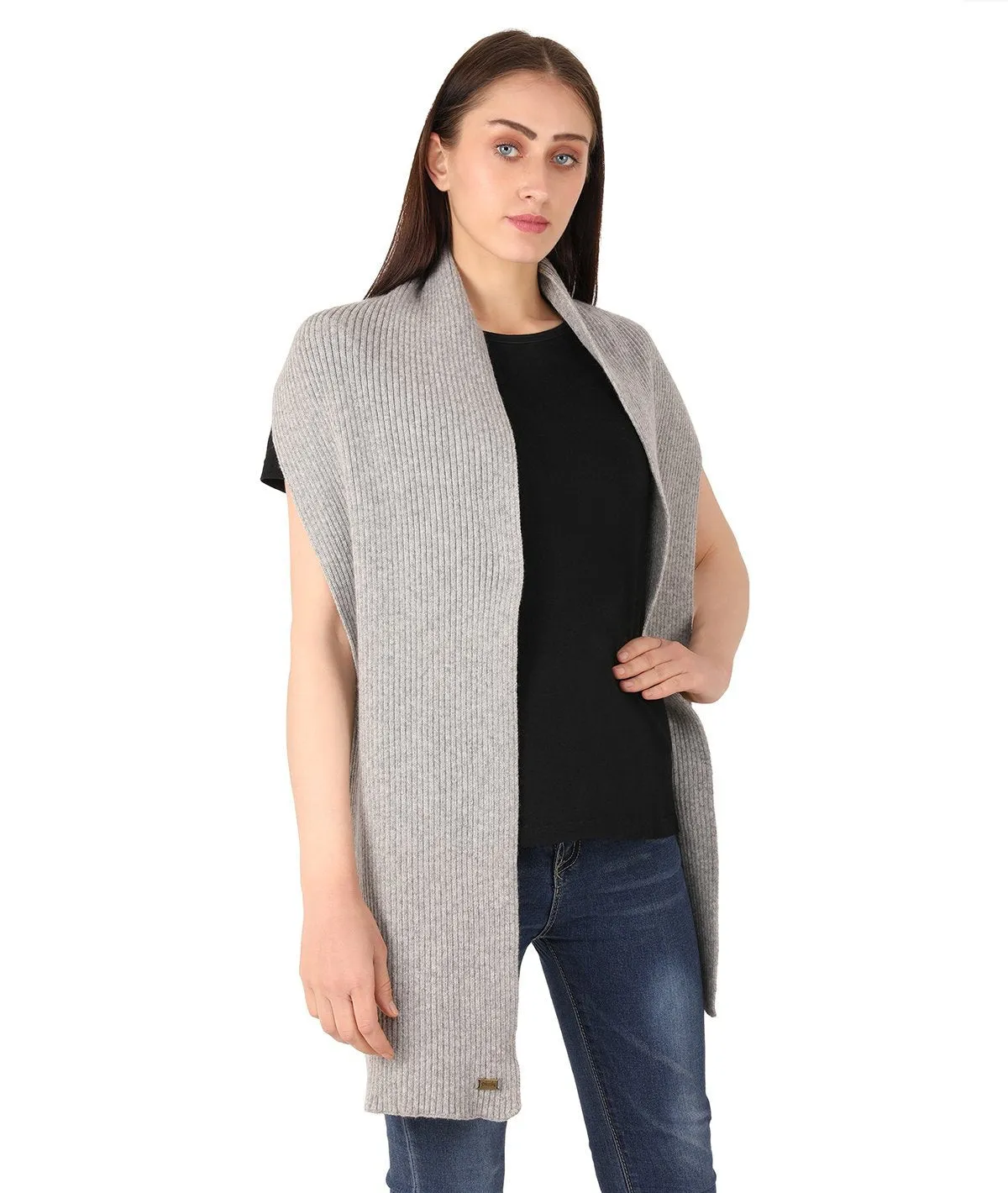 Abigail - Vanilla Grey Lambswool & Nylon Knitted Scarf