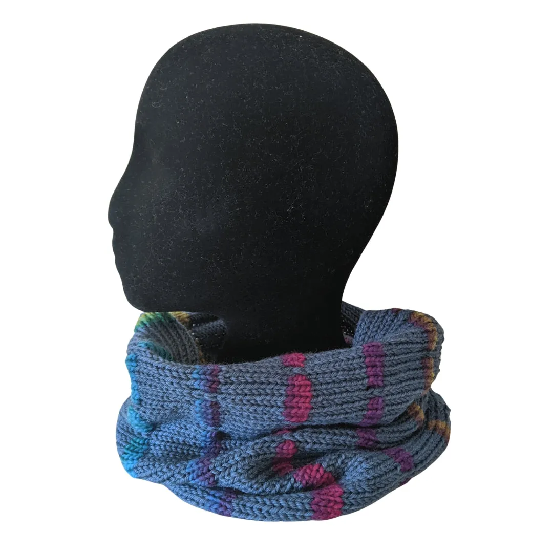 Adults Merino Spotty Snood (Denim Blue)