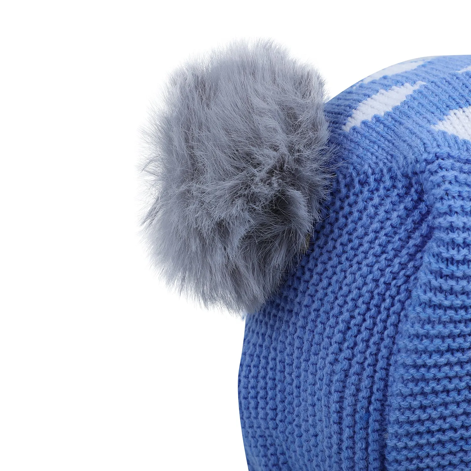 Baby Moo Adorable Pom Pom Knitted Beanie Woollen Cap - Blue