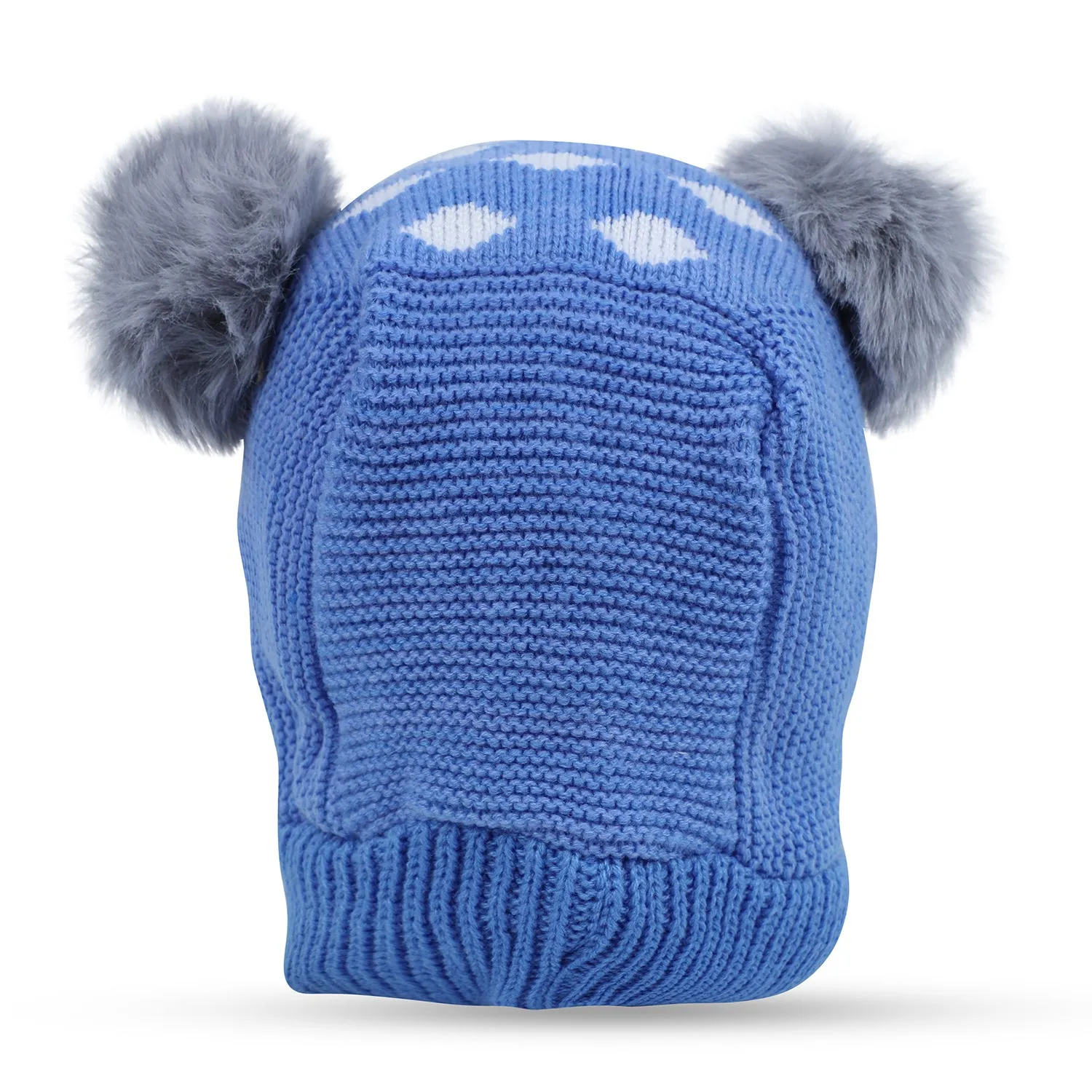 Baby Moo Adorable Pom Pom Knitted Beanie Woollen Cap - Blue