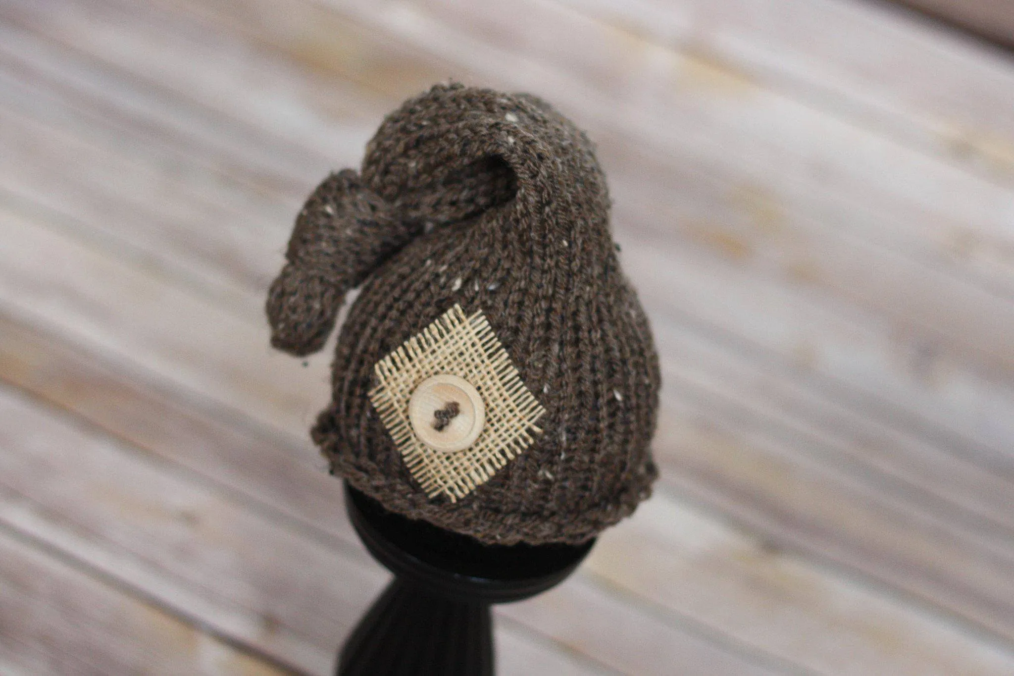 Barley Brown Knit Newborn Pixie Slouch Hat