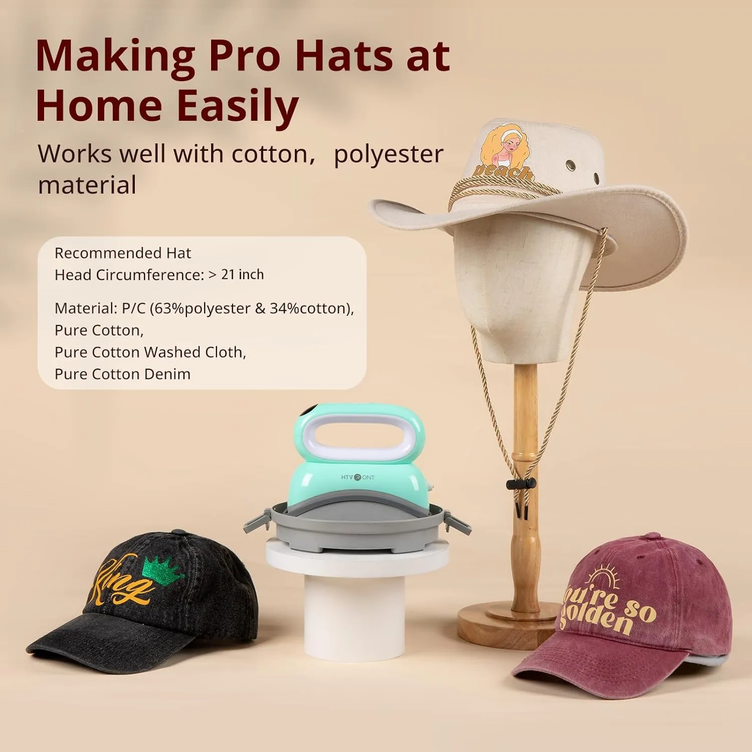 [BF Limited Offer]HTVRONT Hat Heat Press Machine Limited Time Bundle(Baseball Cap Blank PUFF HTV*8 Sumblimation Paper*30 Sumblimation HTV*5 PTFE Teflon Sheet Gloves≥63＄)