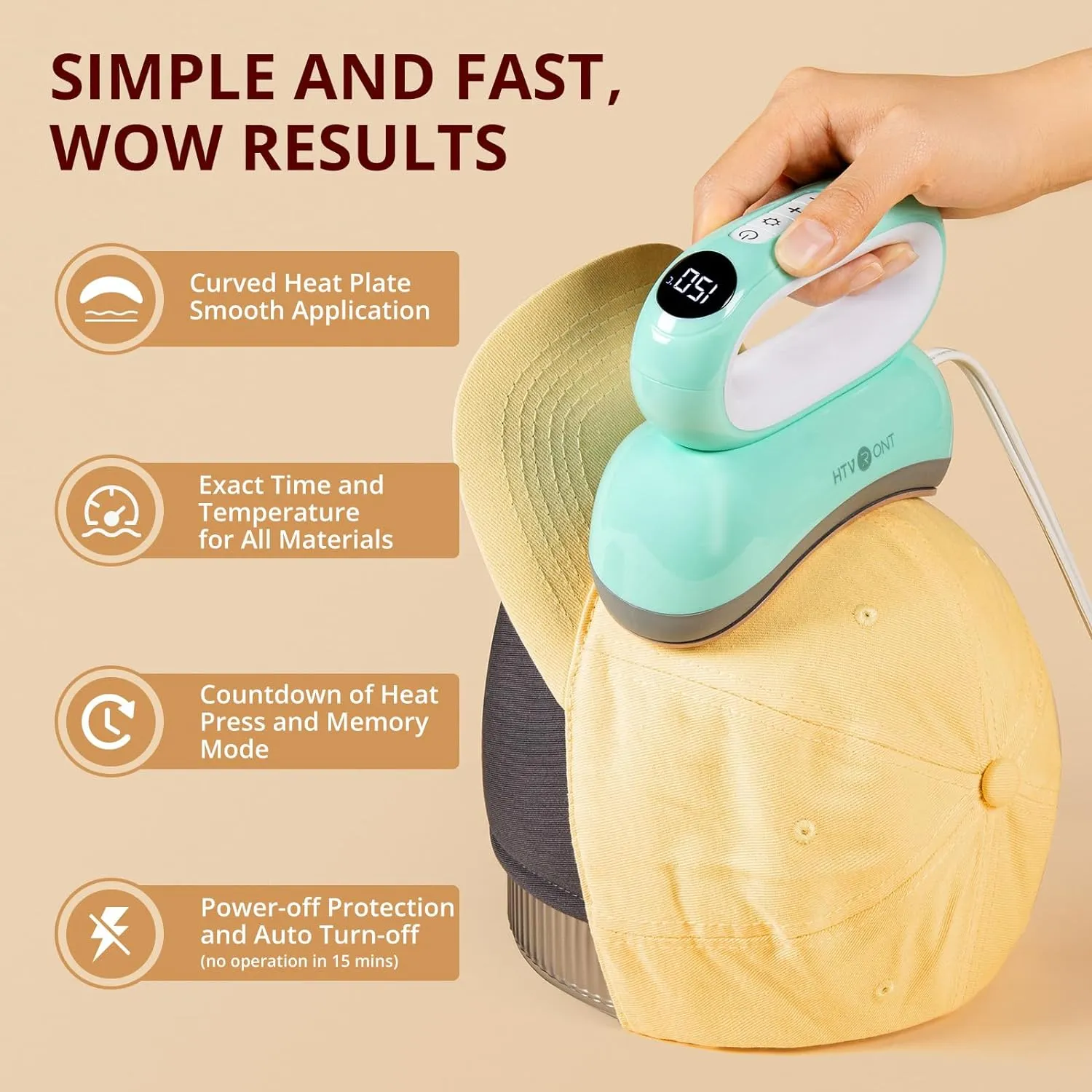 [BF Limited Offer]HTVRONT Hat Heat Press Machine Limited Time Bundle(Baseball Cap Blank PUFF HTV*8 Sumblimation Paper*30 Sumblimation HTV*5 PTFE Teflon Sheet Gloves≥63＄)