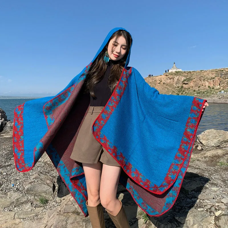 Big Cape, Comfortable Breathable Scarf, Ethnic Style Shawl Cape