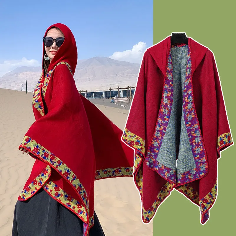 Big Cape, Comfortable Breathable Scarf, Ethnic Style Shawl Cape