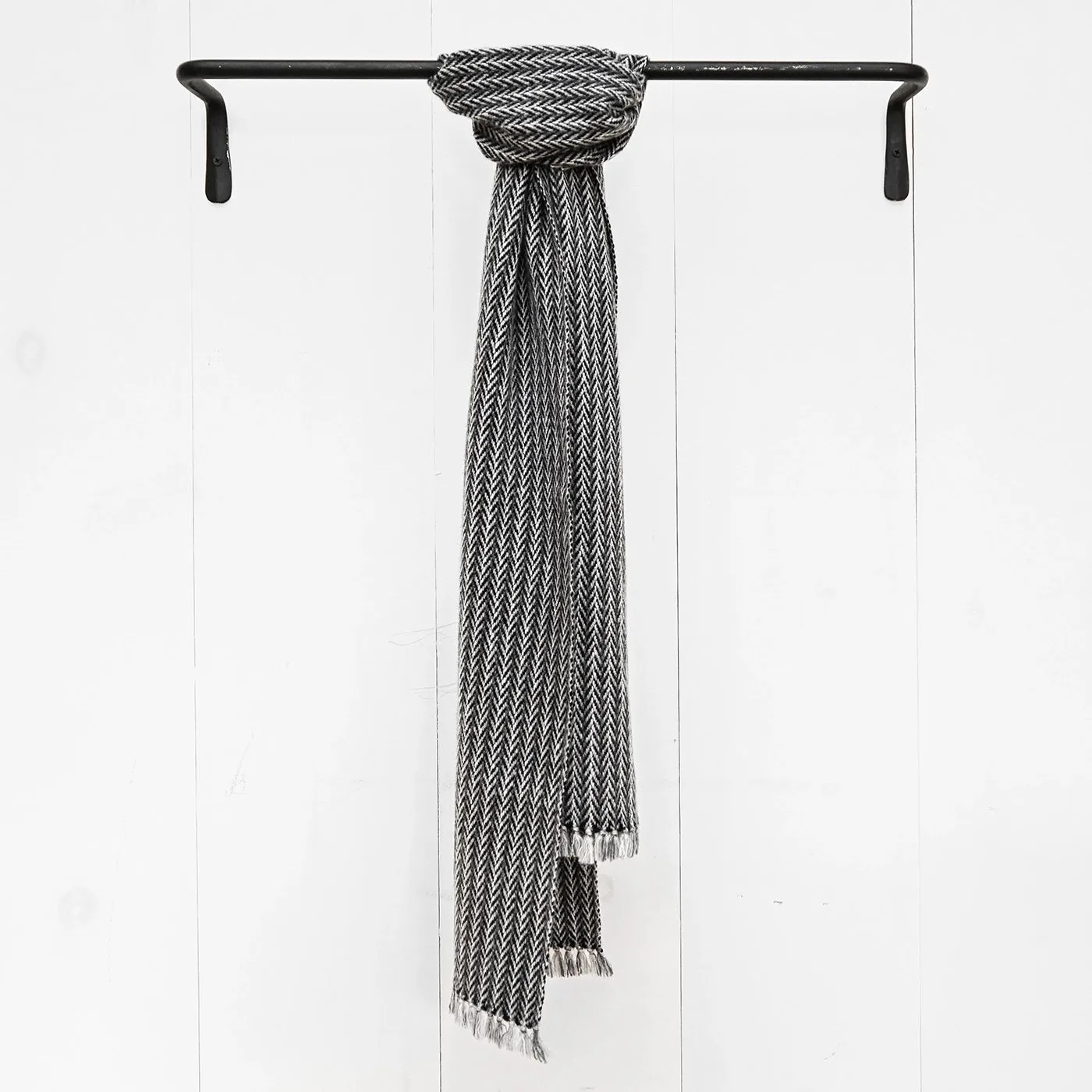 Black & White Handwoven Cashmere Scarf