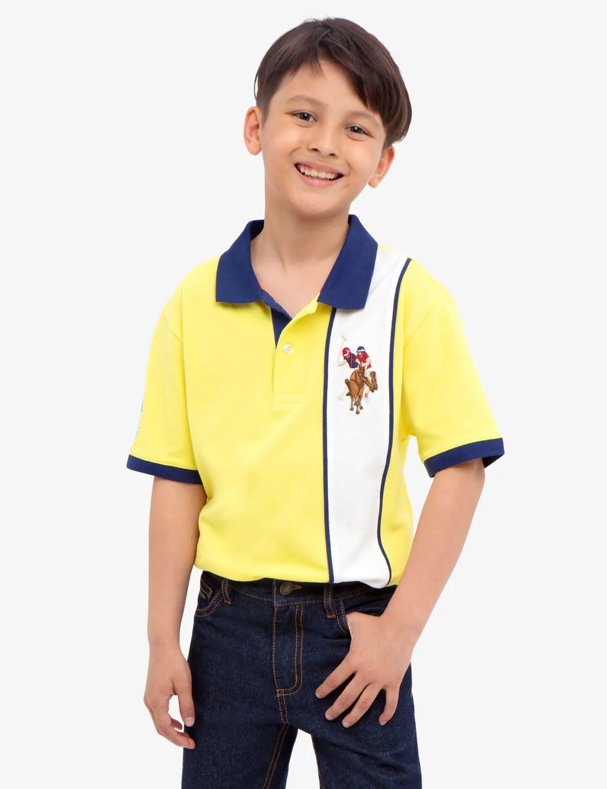 BOYS PIQUE VERTICAL COLORBLOCK POLO SHIRT