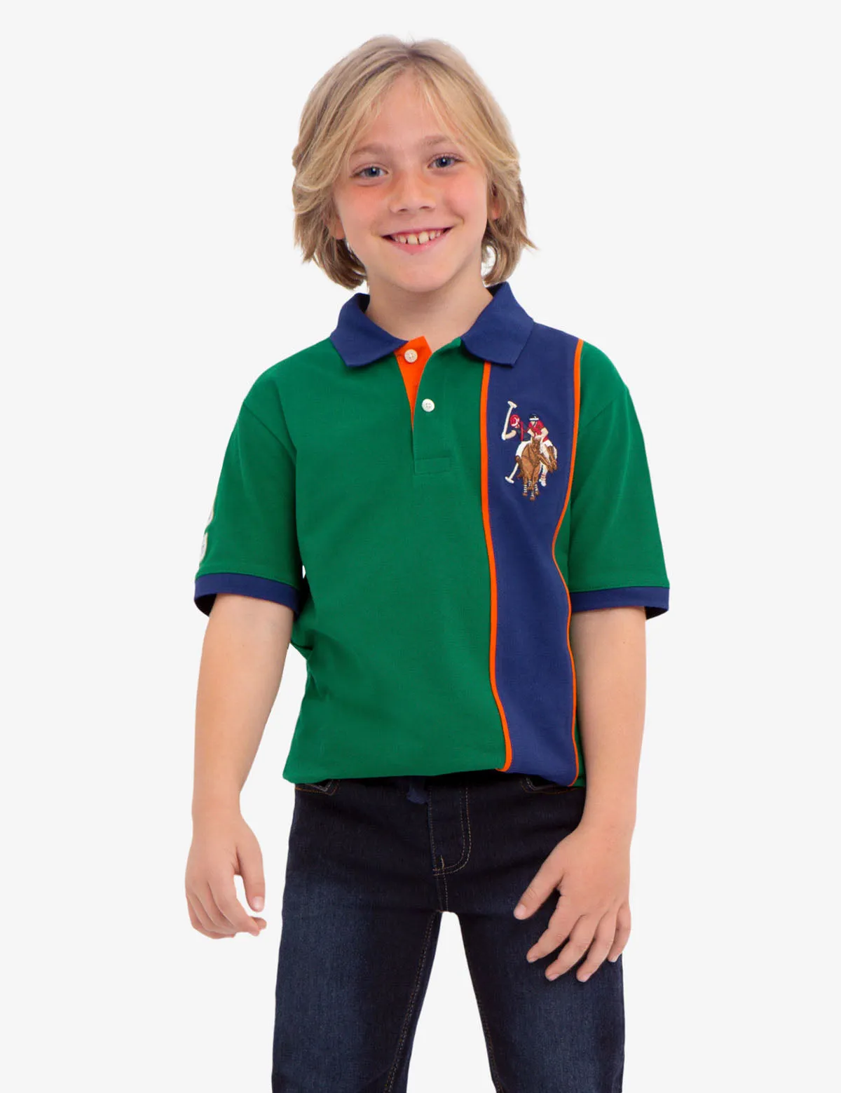 BOYS PIQUE VERTICAL COLORBLOCK POLO SHIRT