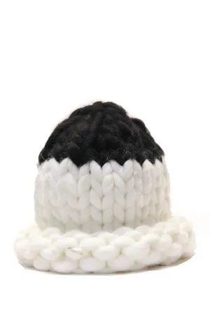 CAP105 Two Tone Ivory Chunky Loopy Hat