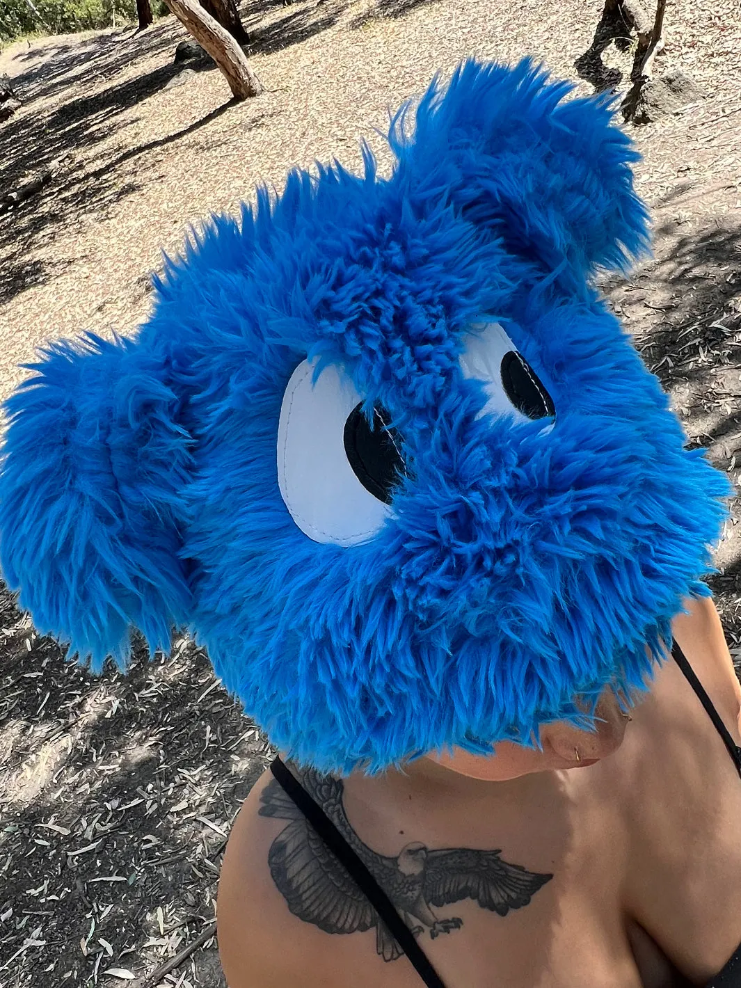 Blue Fuzzy Cartoon-Themed Hat