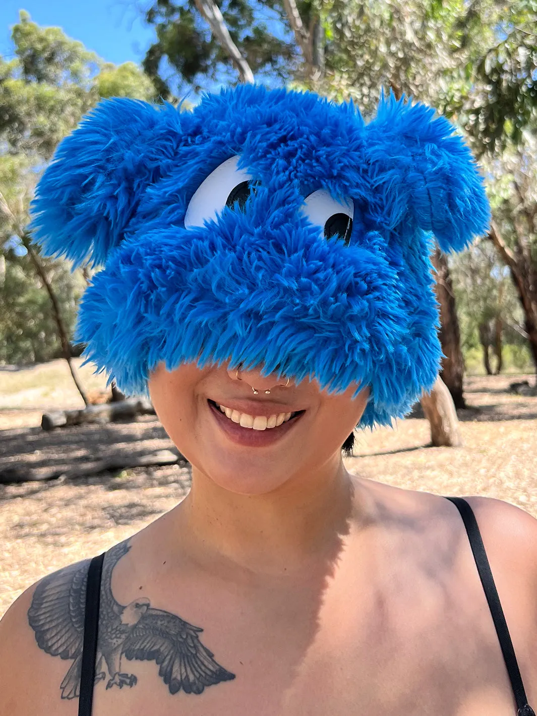 Blue Fuzzy Cartoon-Themed Hat