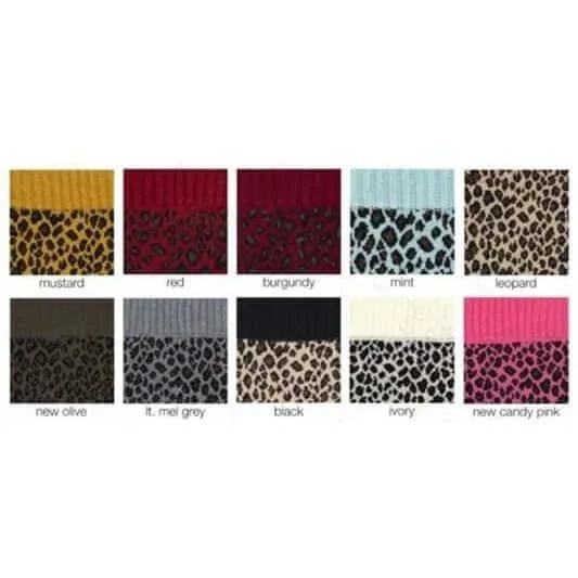 C.C Ribbed Knit Leopard Pattern Infinity Scarf