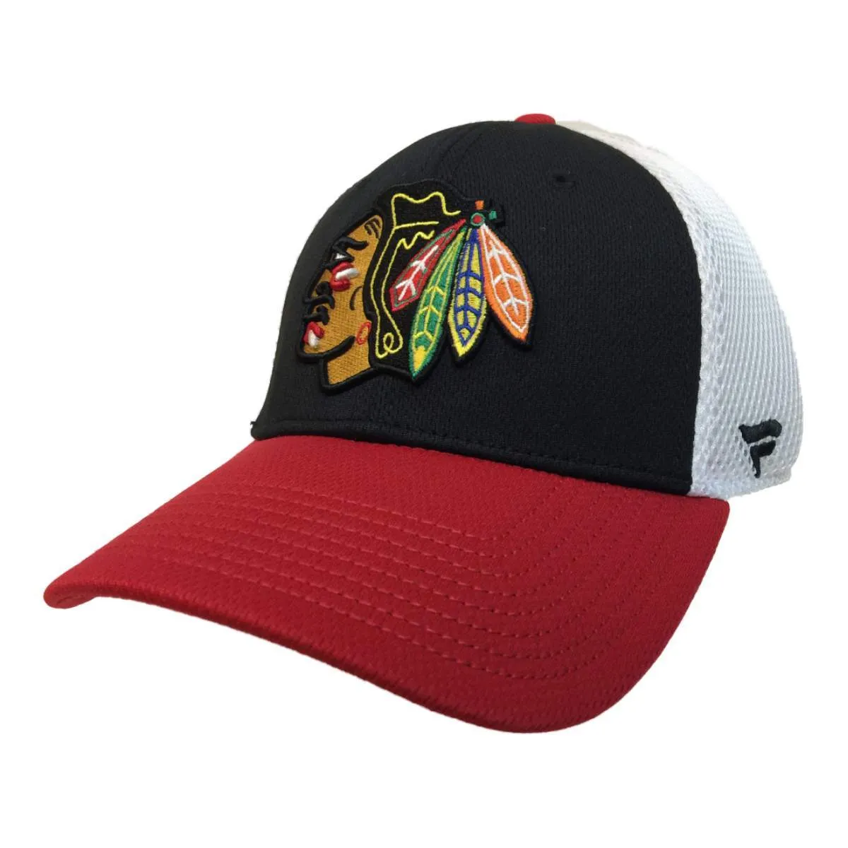 Chicago Blackhawks Fanatics Black Red "Iconic" Mesh Stretch Fit Hat Cap (M/L)