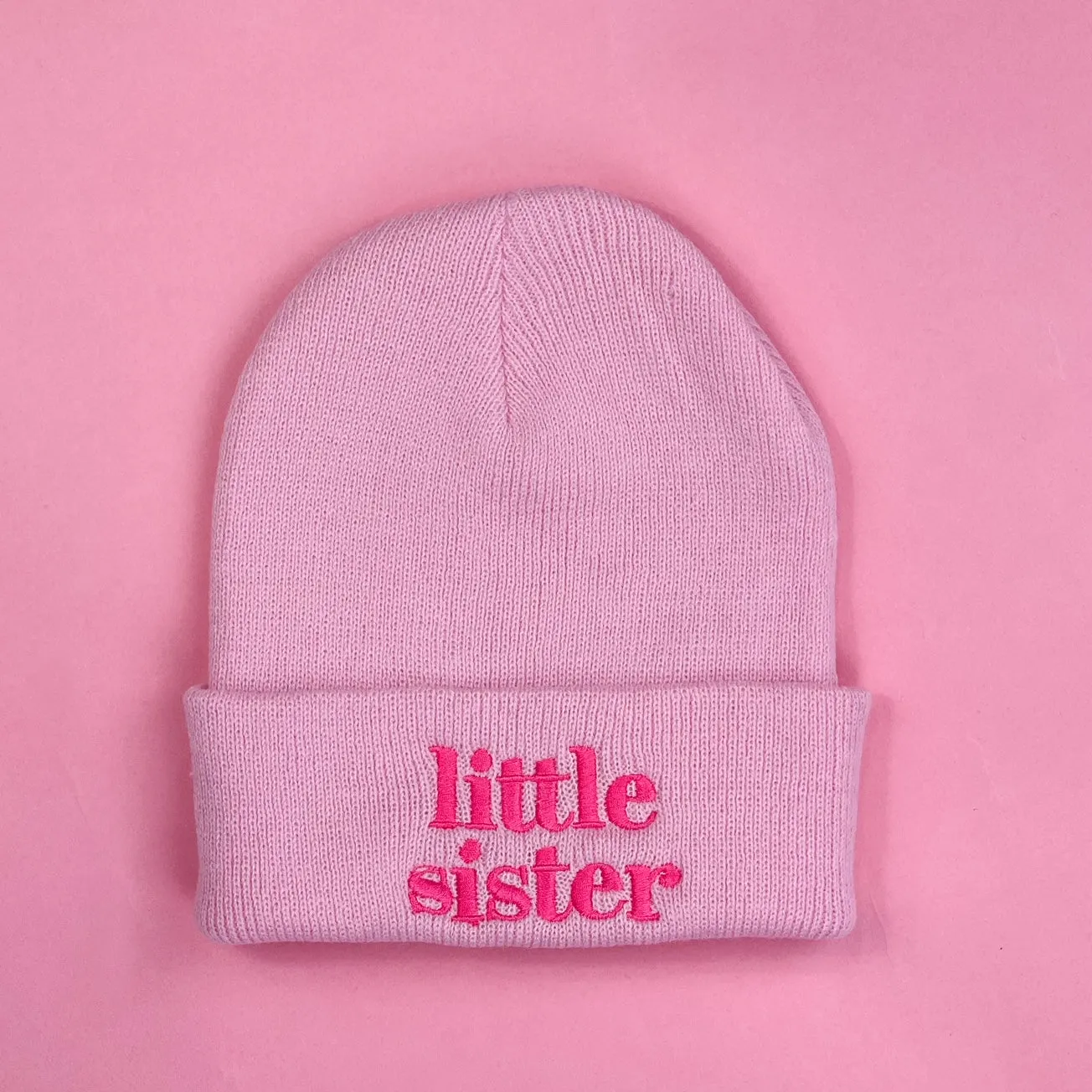 Child Beanie - Little Sister - Light Pink w/ Hot Pink