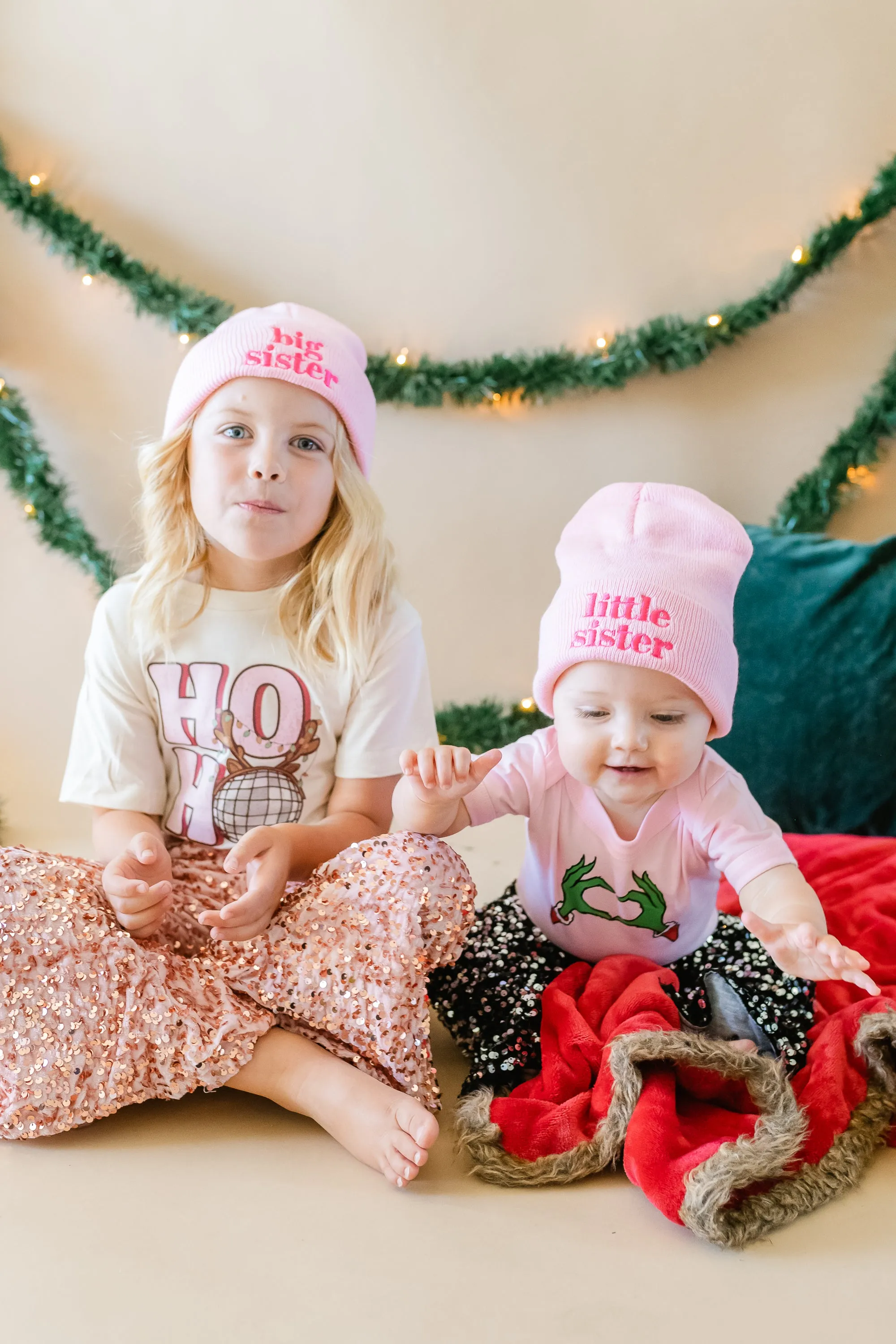 Child Beanie - Little Sister - Light Pink w/ Hot Pink