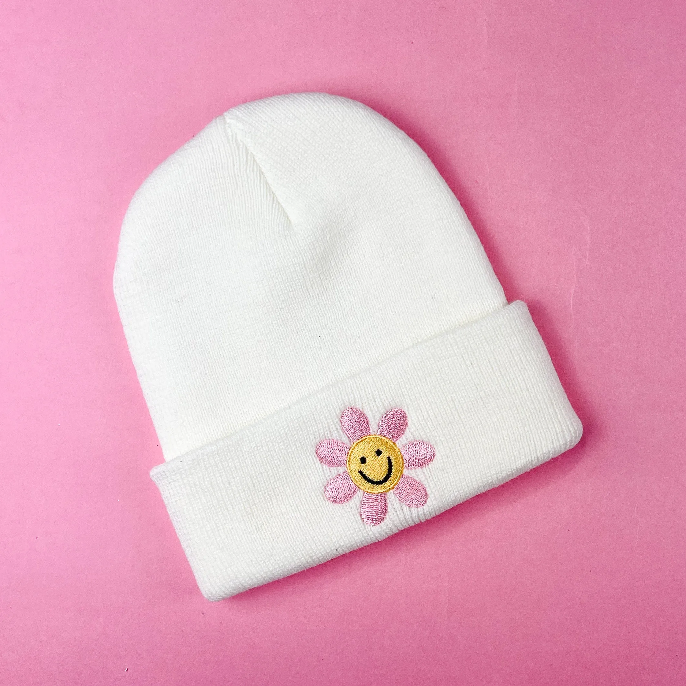 Child Beanie - Smiley Flower - Cream