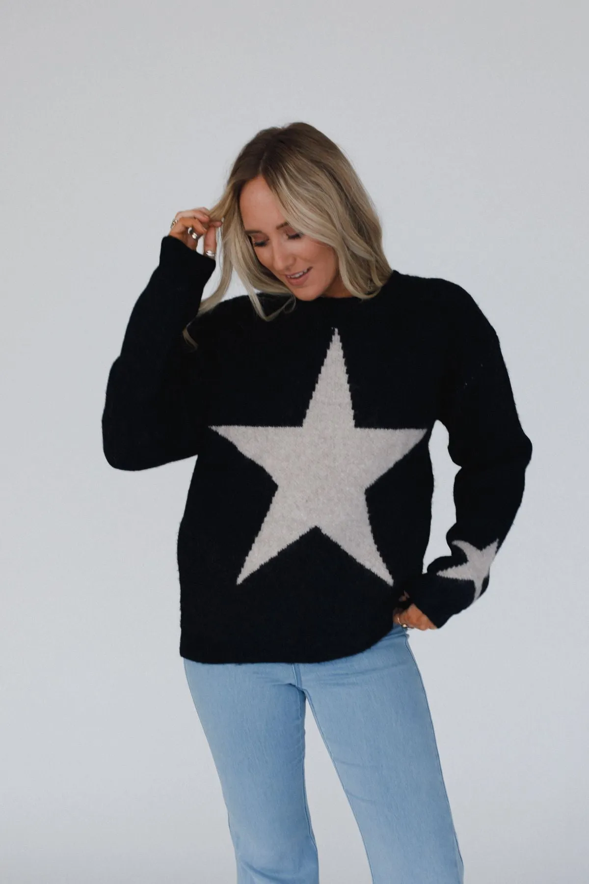 Corrine Star Print Sweater - Black