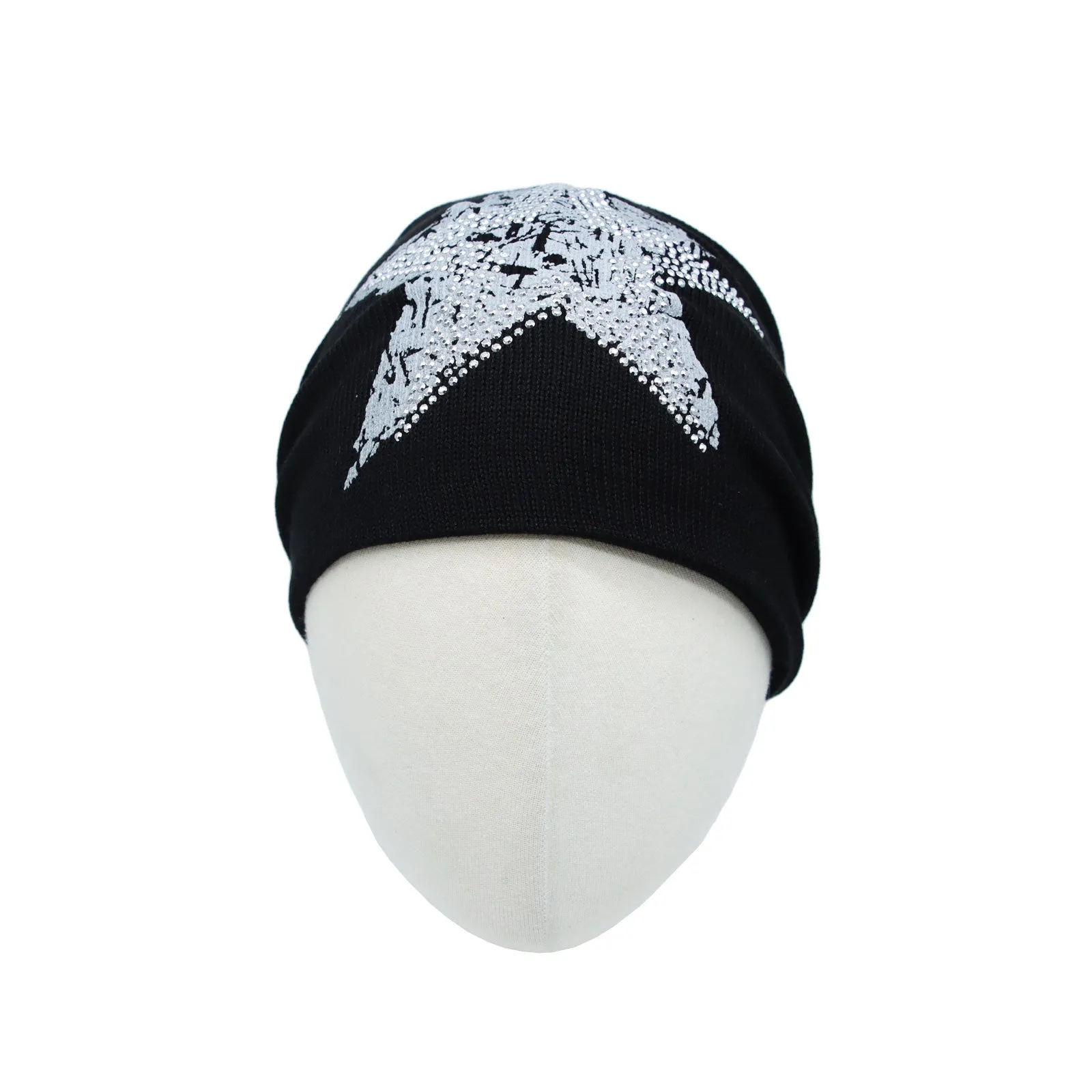 Cotton Knitted Beanie Hat Star Rhinestone Skull Cap YT51353