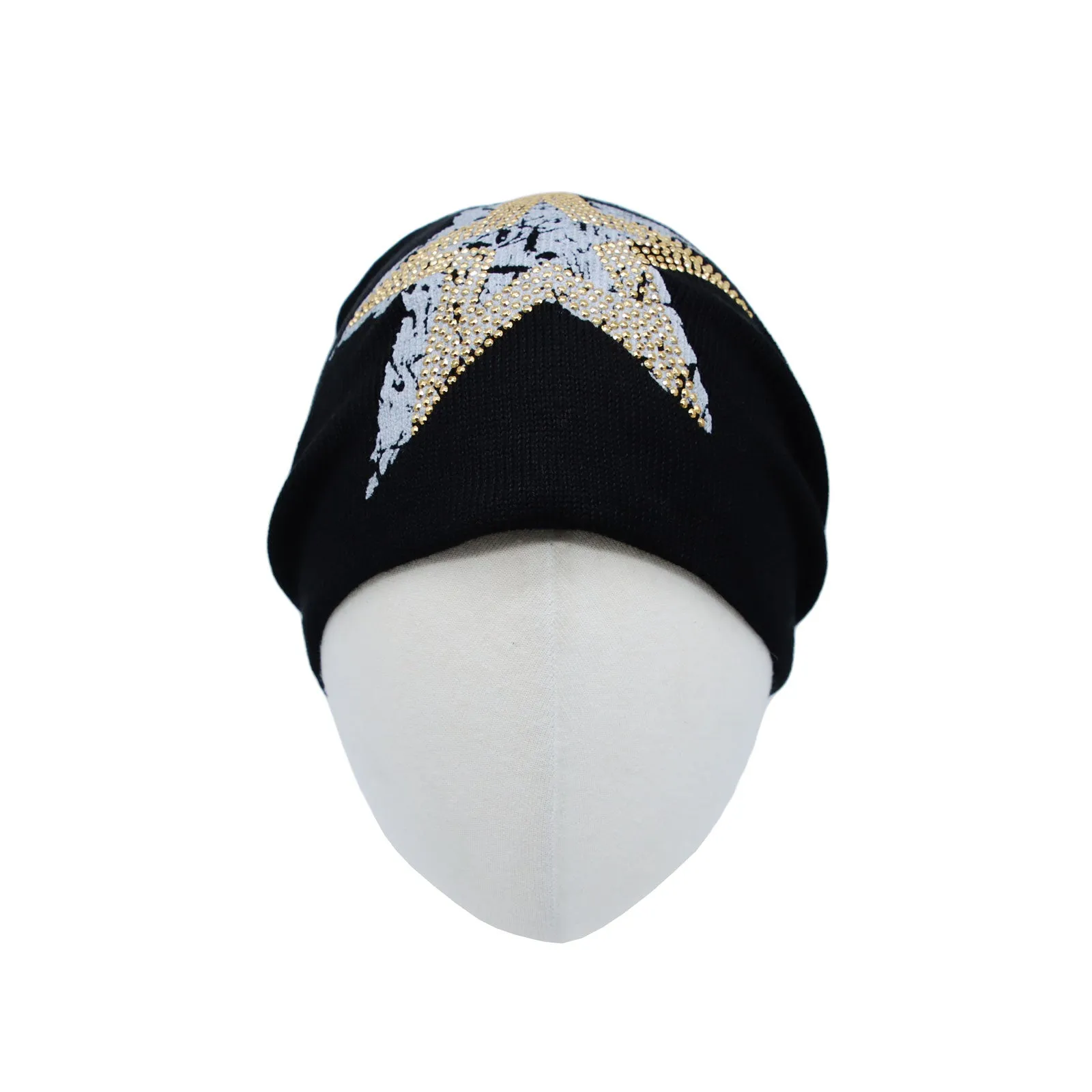 Cotton Knitted Beanie Hat Star Rhinestone Skull Cap YT51353