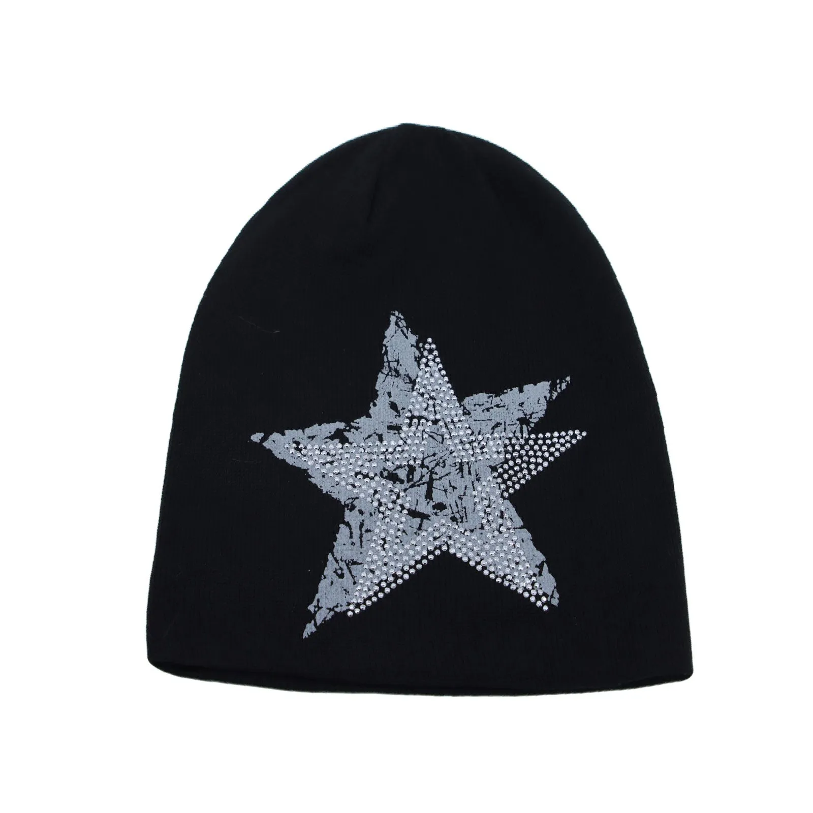 Cotton Knitted Beanie Hat Star Rhinestone Skull Cap YT51353