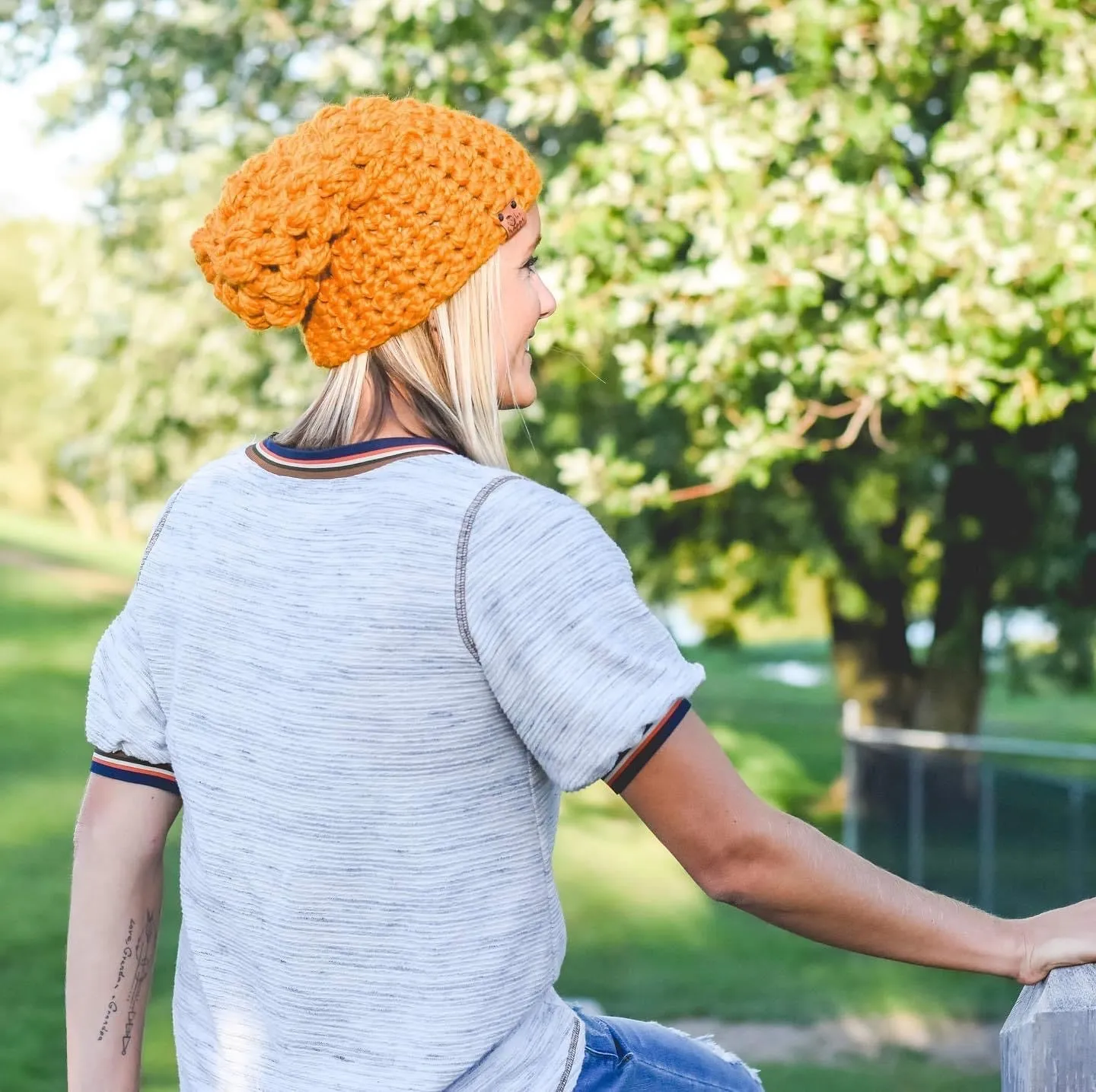 Crochet Puff Stitch Slouch Hat | Butterscotch