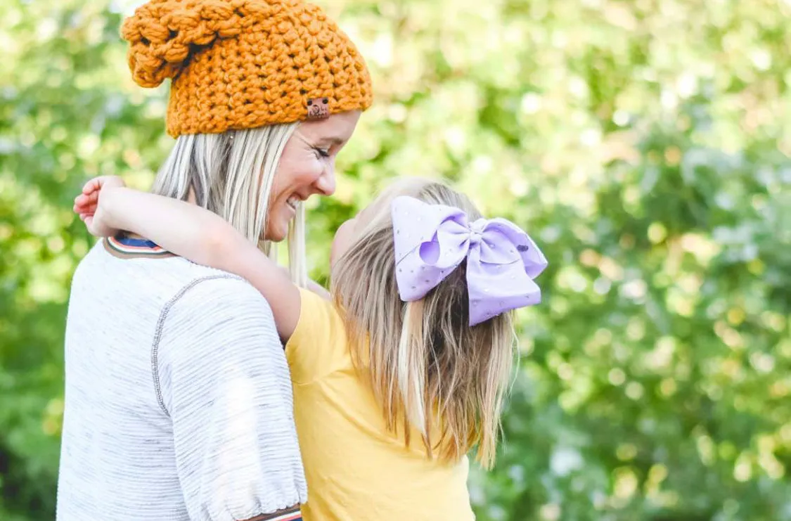 Crochet Puff Stitch Slouch Hat | Butterscotch