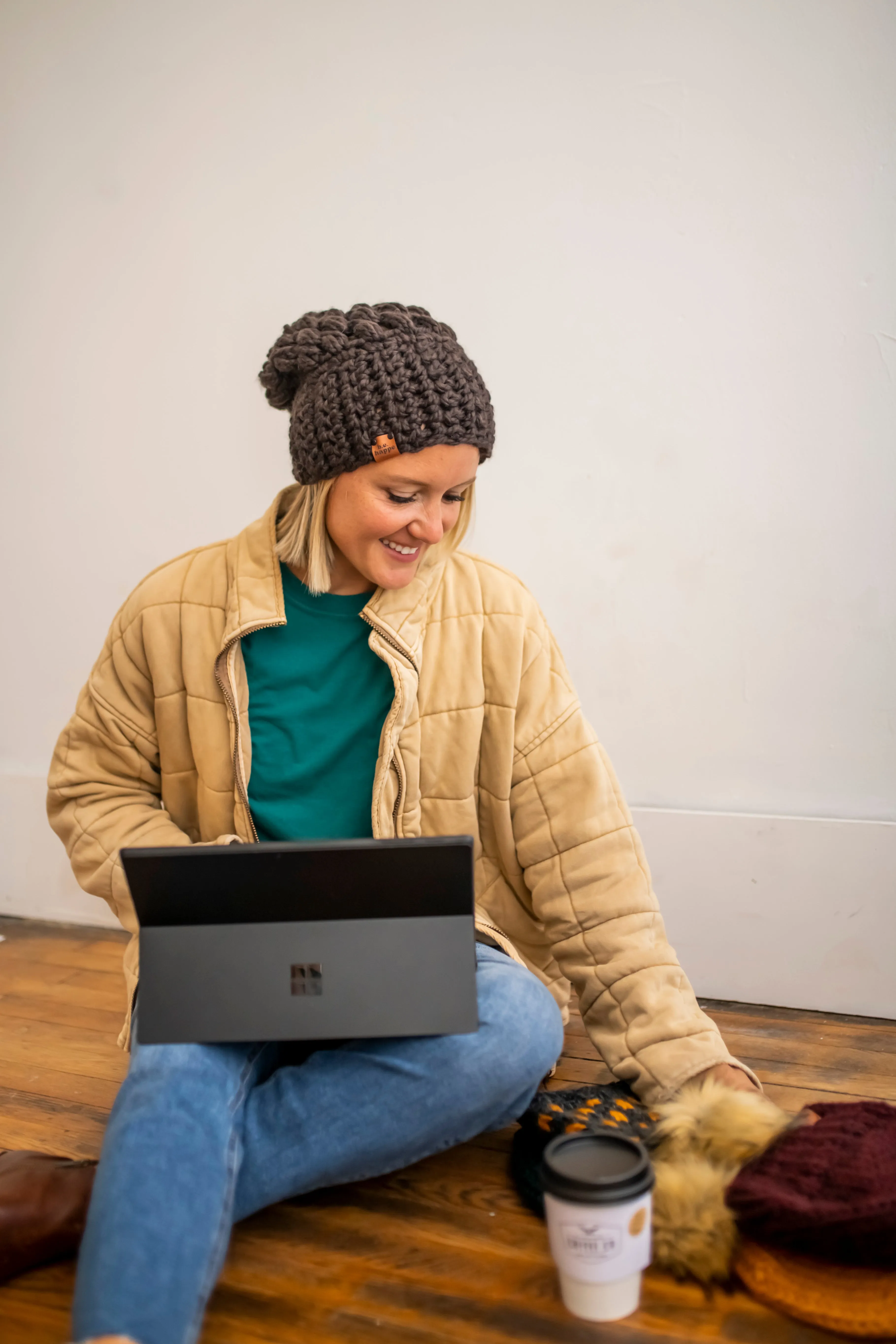 Crochet Puff Stitch Slouch Hat | Walnut