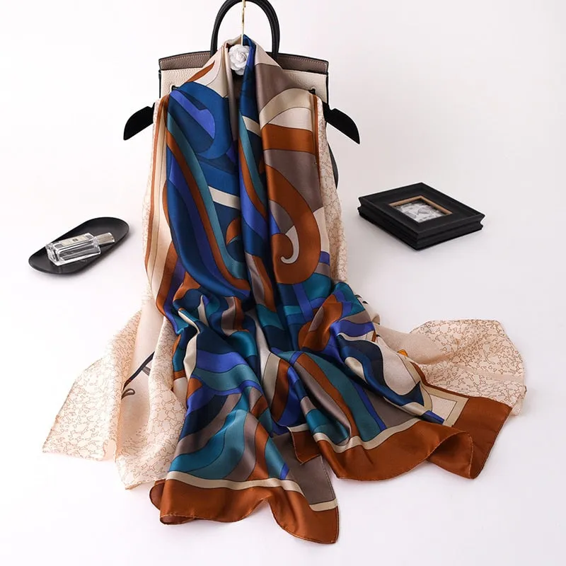 Designer Silk Scarf Female Foulard Bandana Long Shawls Wraps Winter Neck Scarves Pashmina Lady Hijab Luxury New