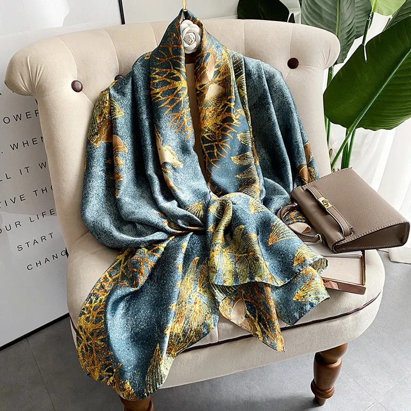 Designer Silk Scarf Female Foulard Bandana Long Shawls Wraps Winter Neck Scarves Pashmina Lady Hijab Luxury New