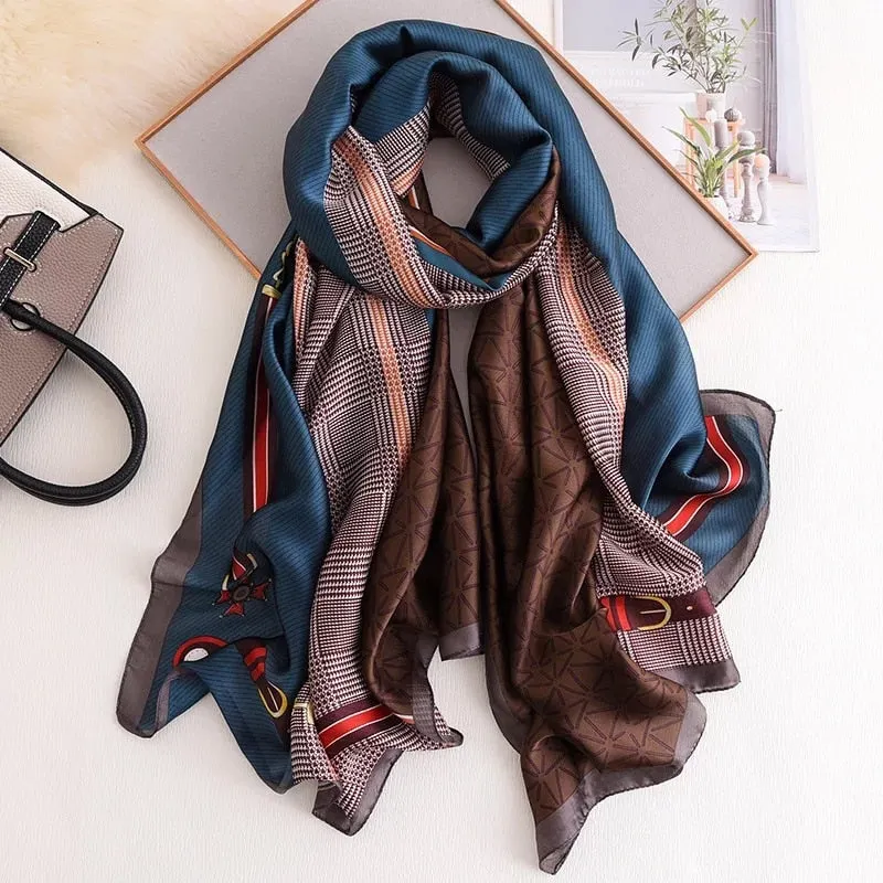 Designer Silk Scarf Female Foulard Bandana Long Shawls Wraps Winter Neck Scarves Pashmina Lady Hijab Luxury New