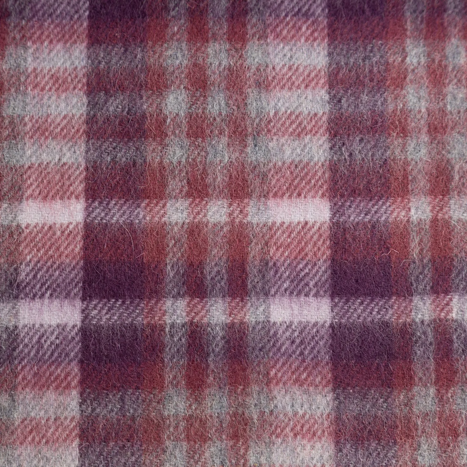 Edinburgh 100% Lambswool Scarf  Cluster Gingham 27619 Ruby/Grey