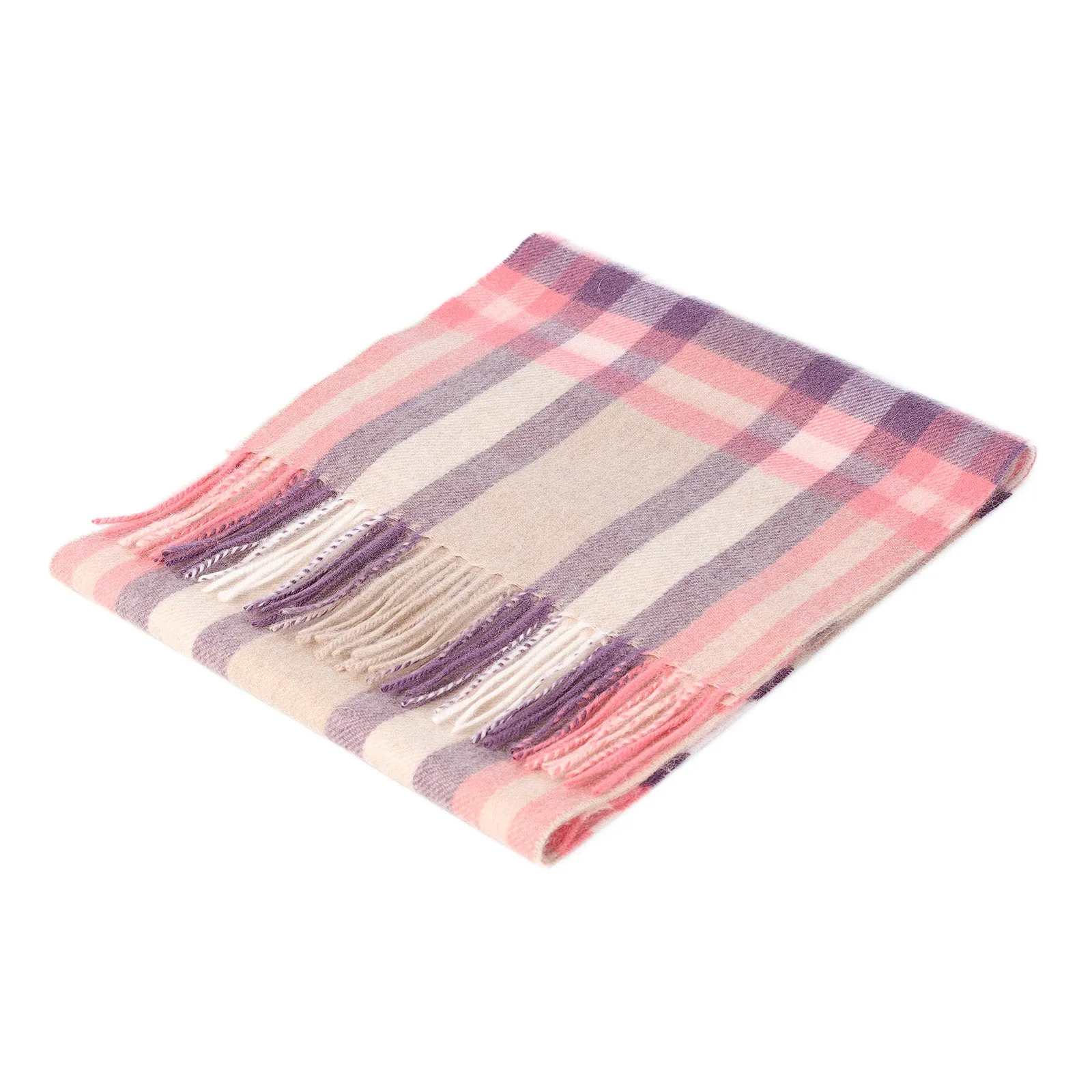 Edinburgh 100% Lambswool Tartan Scarf Deco Check Peony