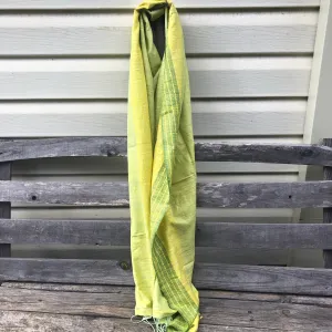 Fair Trade Ethical Non-Violent Silk Scarf Green and Yellow