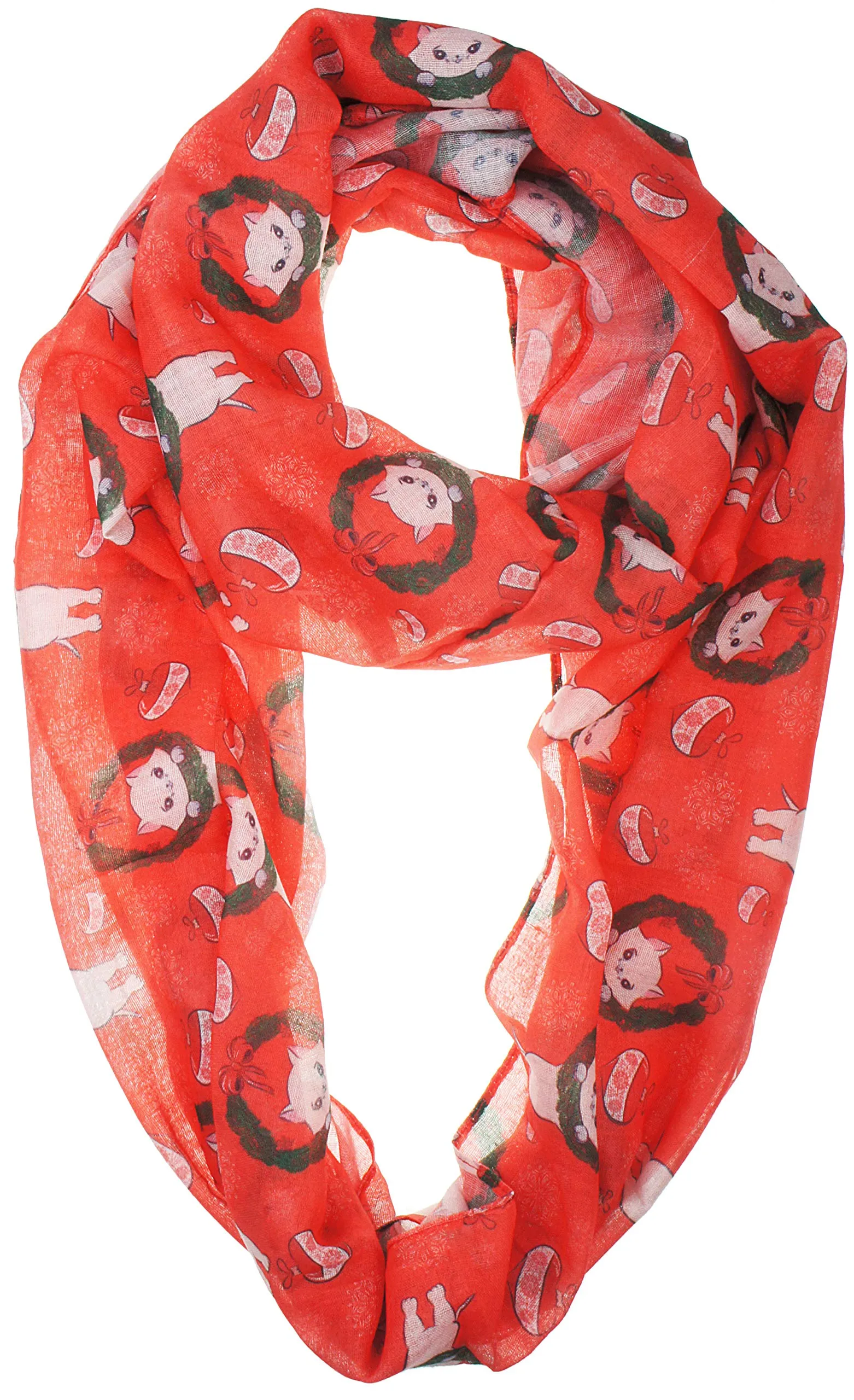 Fall Winter Soft Lightweight Sheer Infinity Christmas Scarf for Women