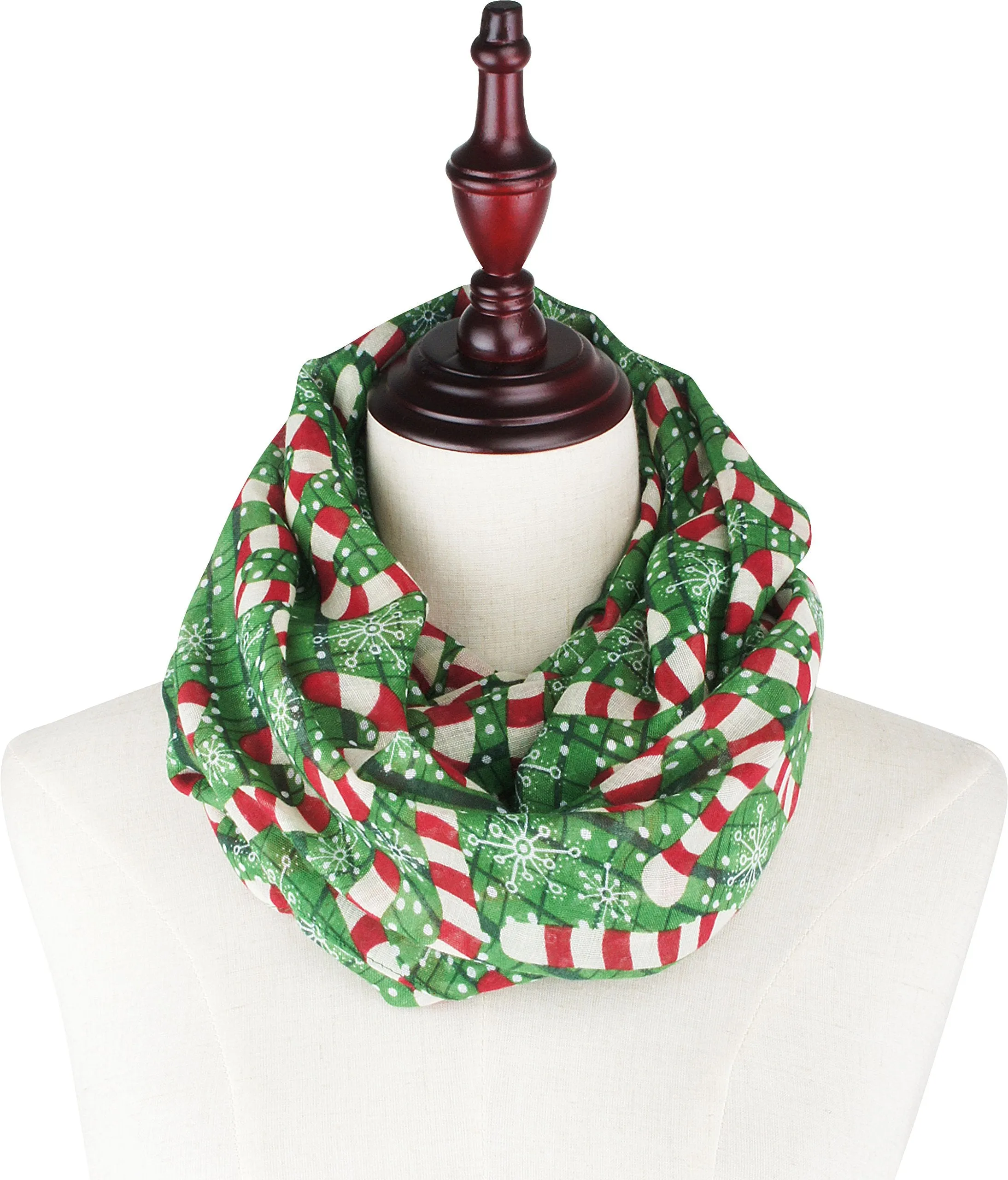 Fall Winter Soft Lightweight Sheer Infinity Christmas Scarf for Women