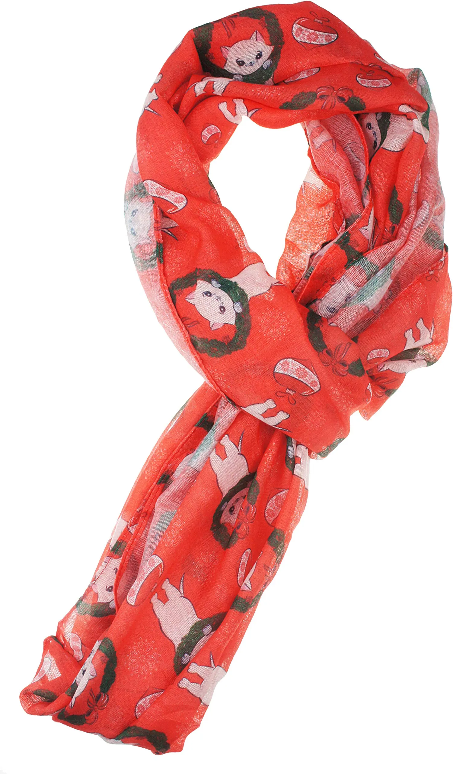 Fall Winter Soft Lightweight Sheer Infinity Christmas Scarf for Women