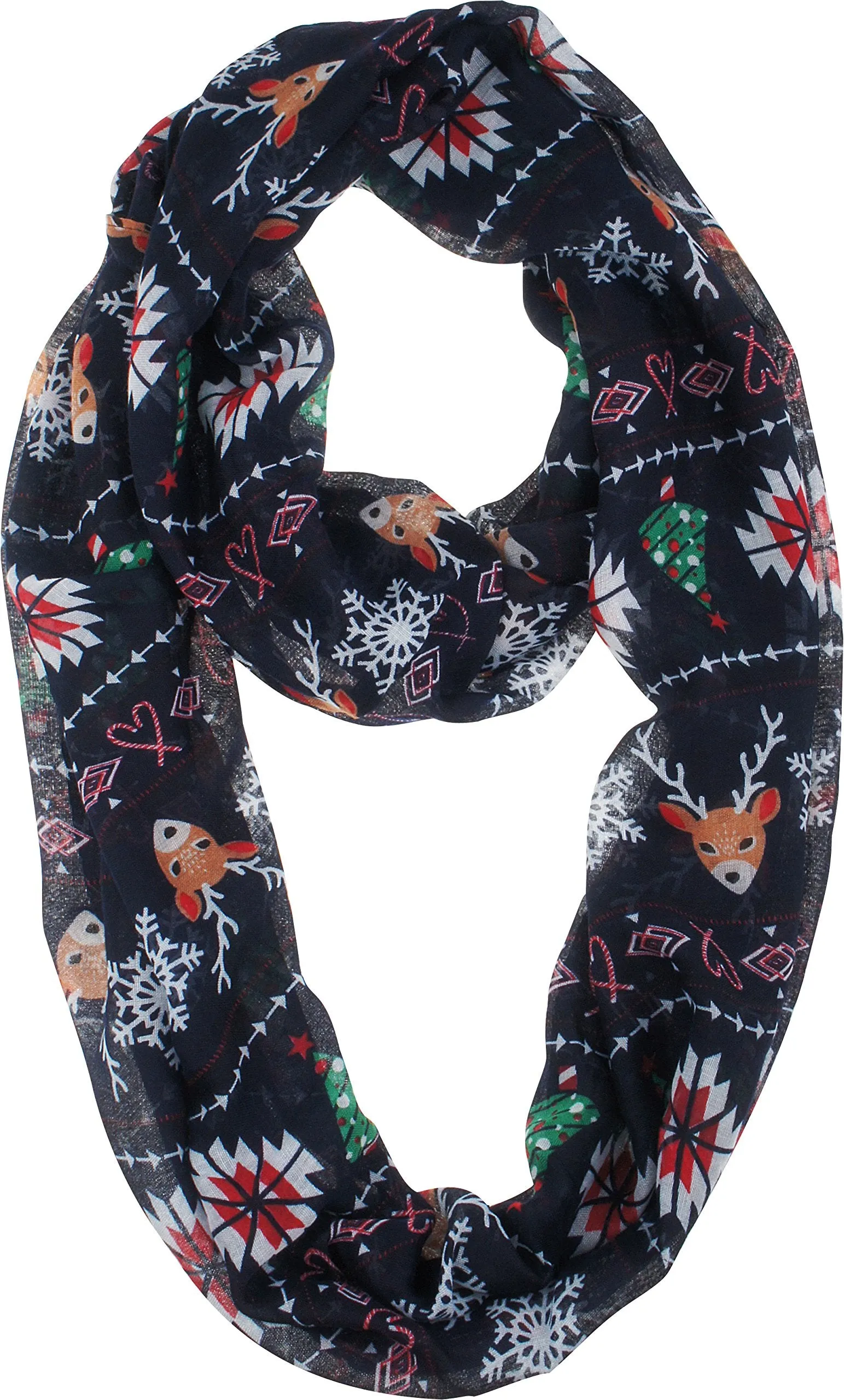 Fall Winter Soft Lightweight Sheer Infinity Christmas Scarf for Women