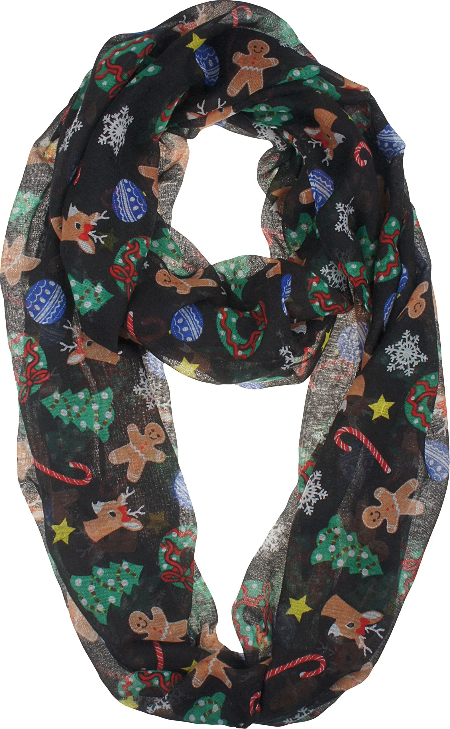 Fall Winter Soft Lightweight Sheer Infinity Christmas Scarf for Women