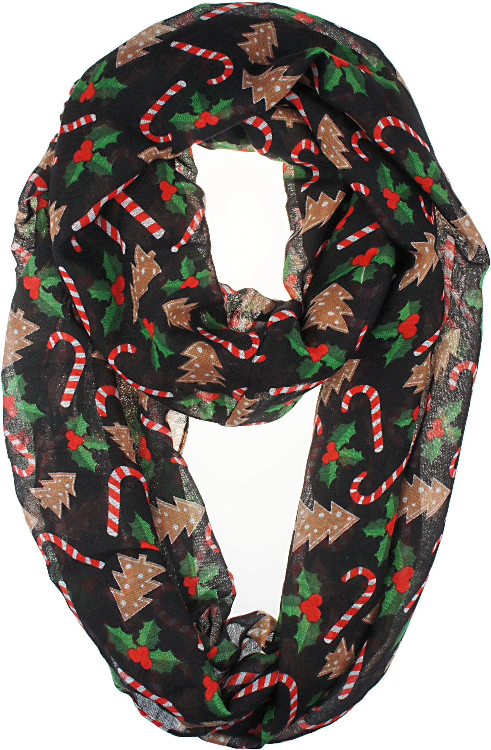 Fall Winter Soft Lightweight Sheer Infinity Christmas Scarf for Women