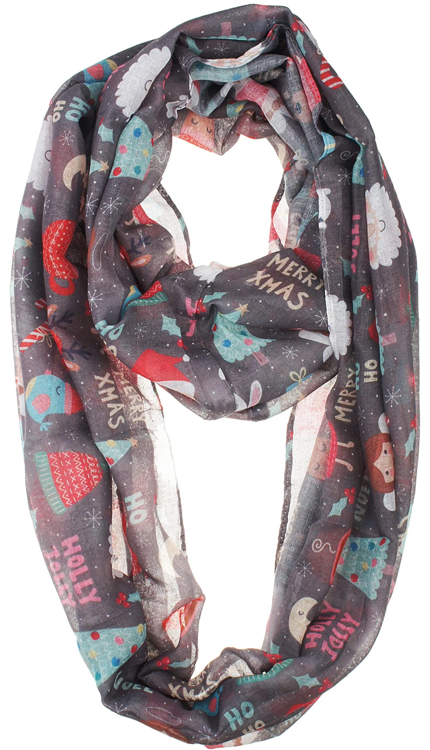 Fall Winter Soft Lightweight Sheer Infinity Christmas Scarf for Women