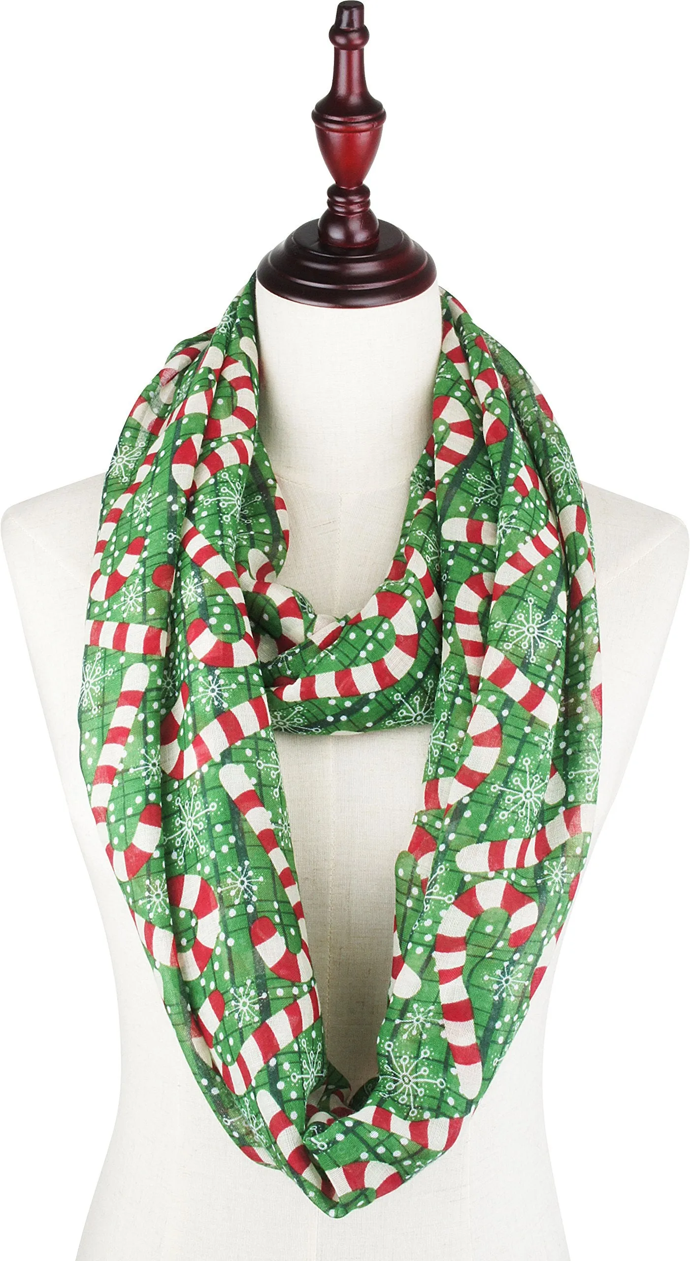 Fall Winter Soft Lightweight Sheer Infinity Christmas Scarf for Women