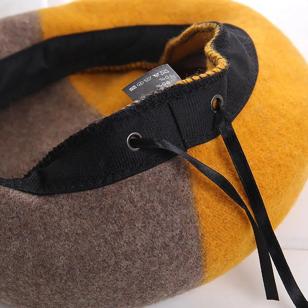 Fashionable Winter Two-Color Woolen Beret Hats