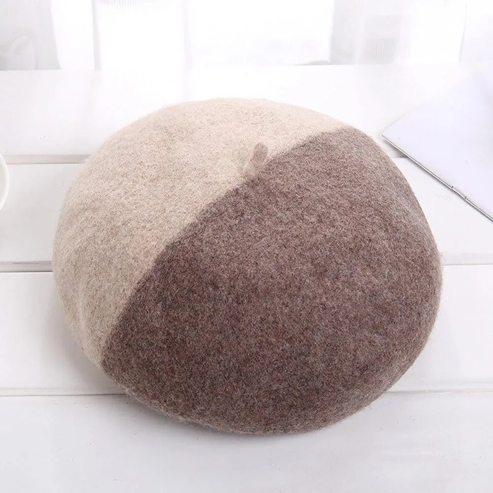 Fashionable Winter Two-Color Woolen Beret Hats