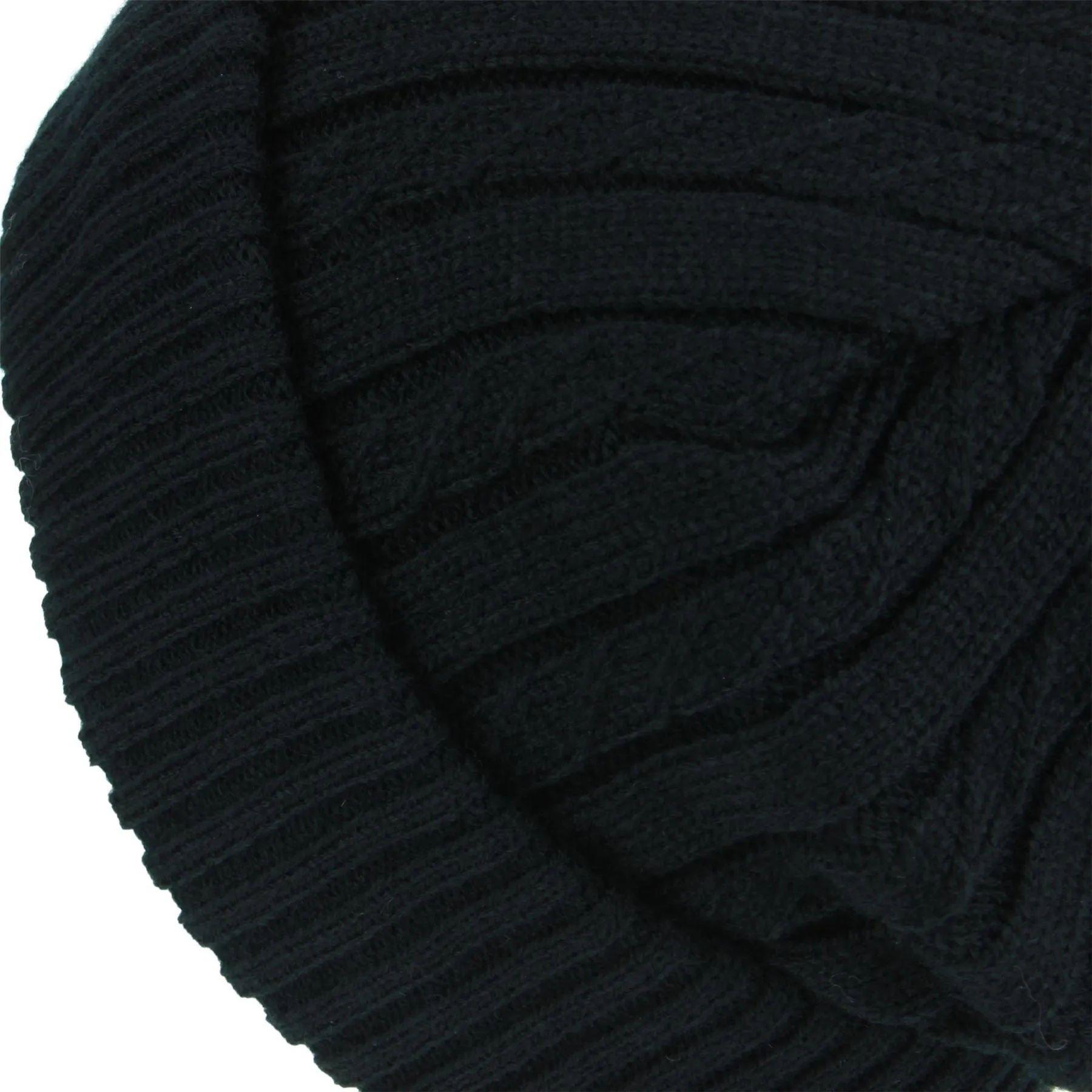 Fine Knit Beanie Hat with Super Soft Fleece Lining - Black