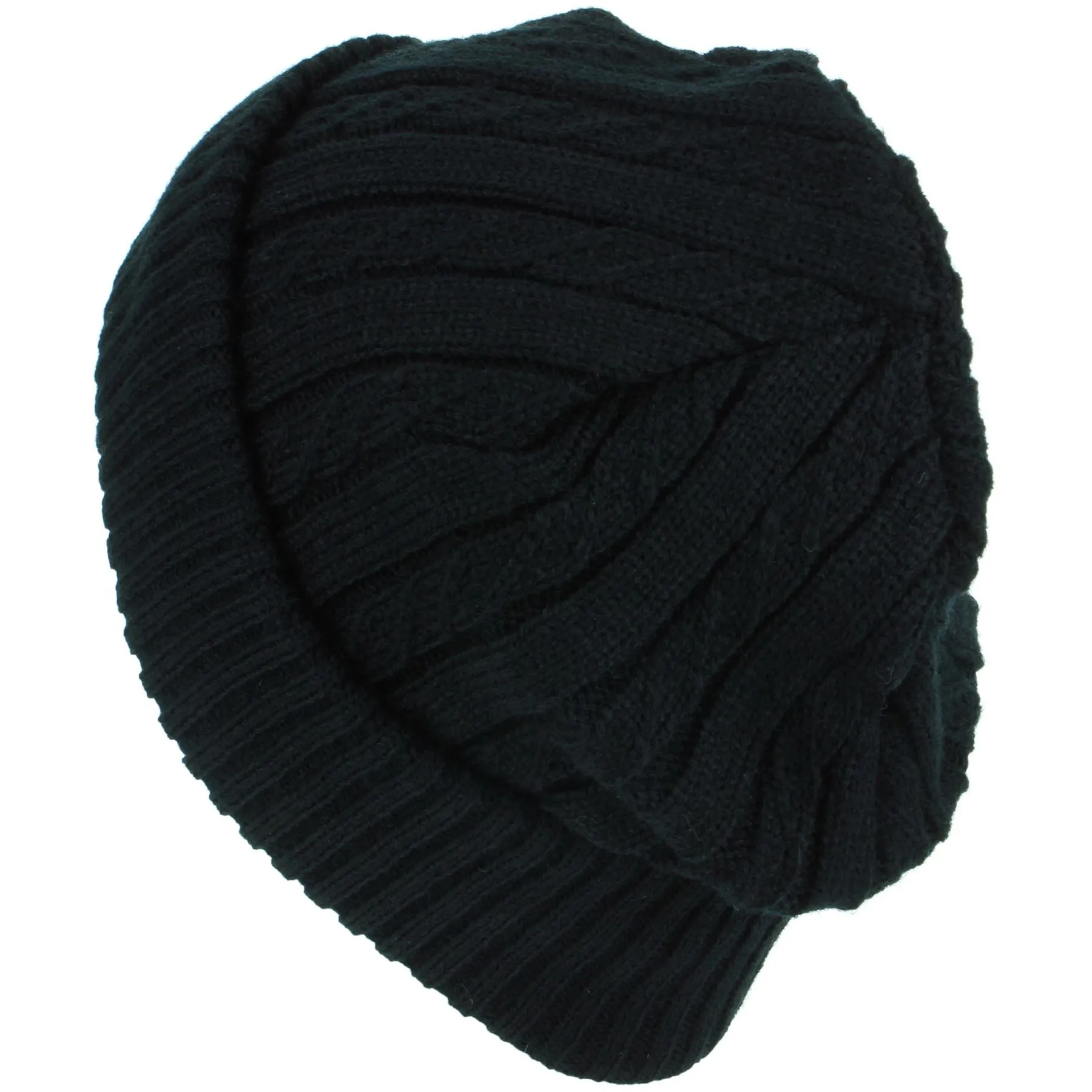 Fine Knit Beanie Hat with Super Soft Fleece Lining - Black