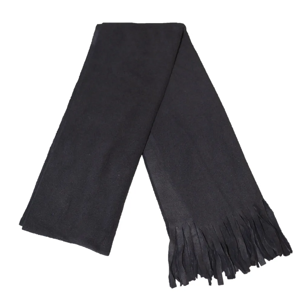 FLOSO Ladies/Womens Plain Thermal Fleece Winter/Ski Scarf With Fringe