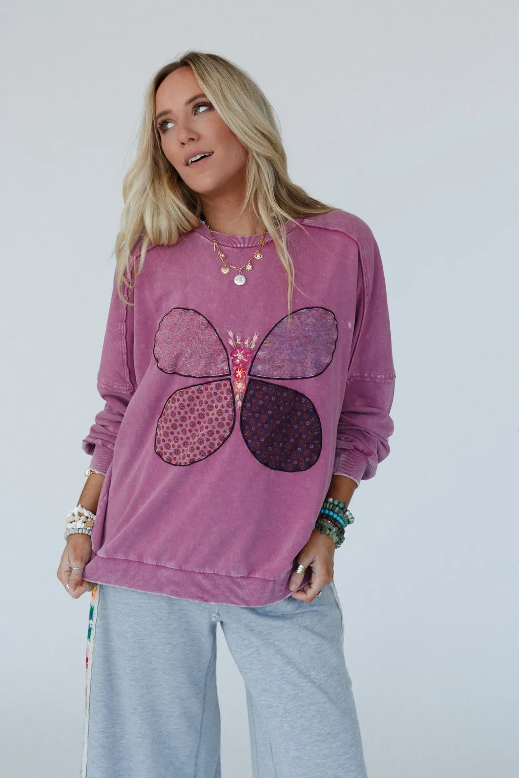 Flutterby Pullover Top - Magenta