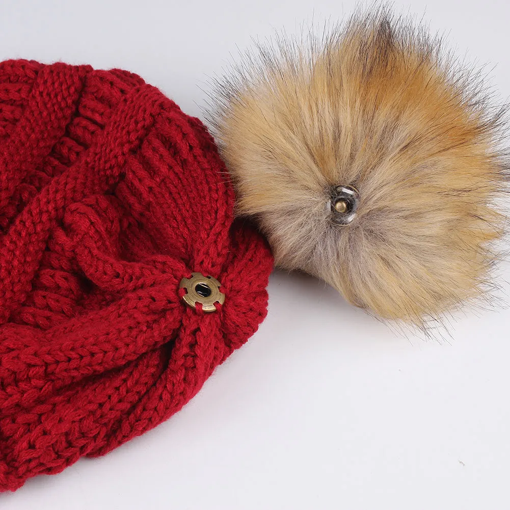 FURTALK Winter Women Slouchy Faux Fur PomPom Hats  Drop Shipping A003