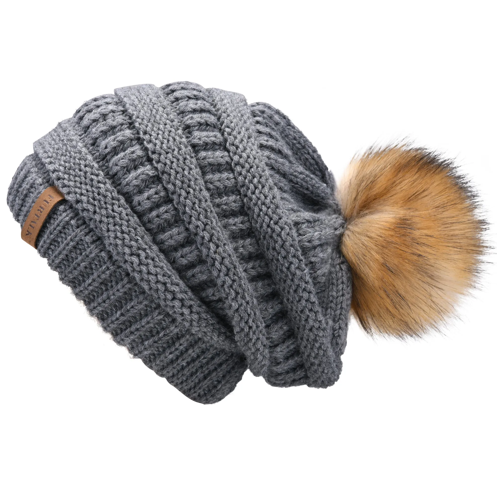 FURTALK Winter Women Slouchy Faux Fur PomPom Hats  Drop Shipping A003